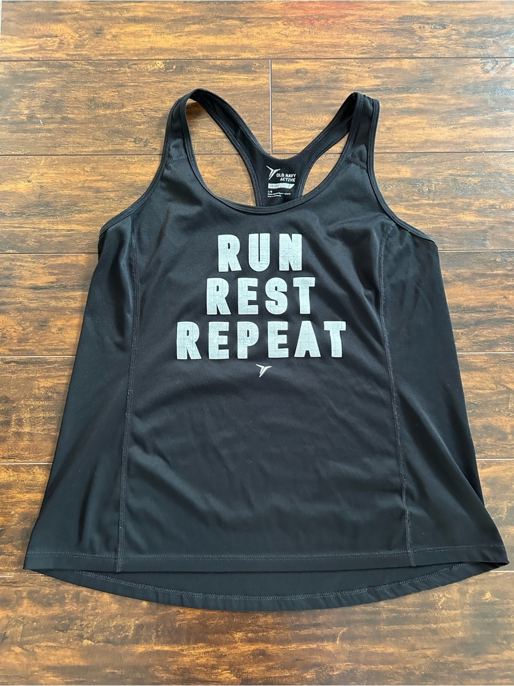 🔥 Old Navy Black Racerback Tank “Run Rest Repeat”